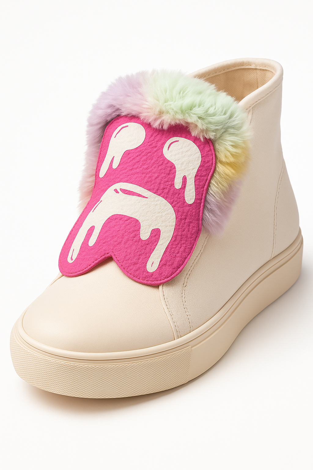 “Luxury sneaker mask with bold pink face design”
